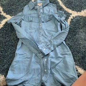 Cold shoulder denim-colored dress